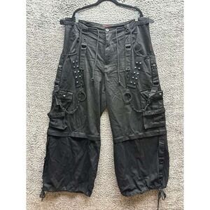 Tripp Nyc Studded Convertible Drawstring Gothic Cargo Pants Black Mens Size XL